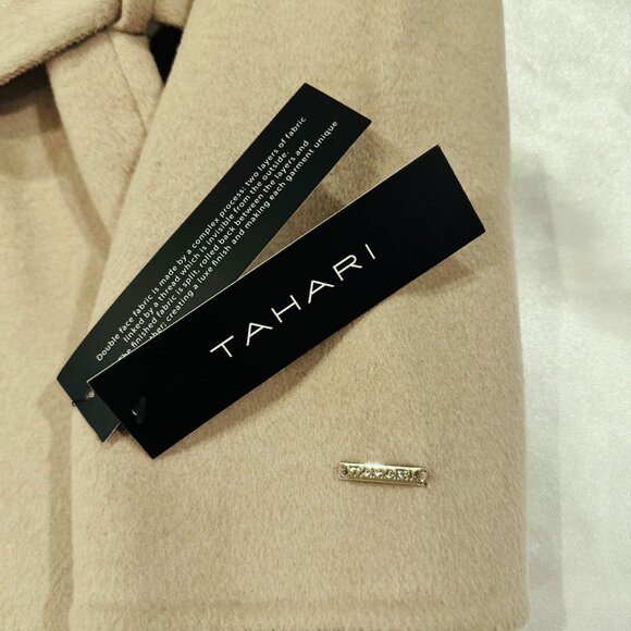 New Tahari Camel Shawl Collar Belted Wrap Coat, Size L (NWT) - Picture 7 of 15